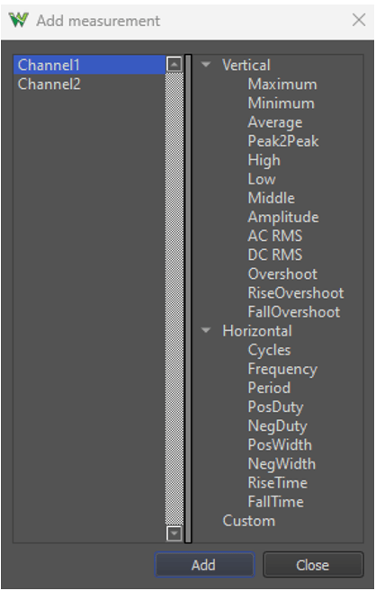 The measurement options.